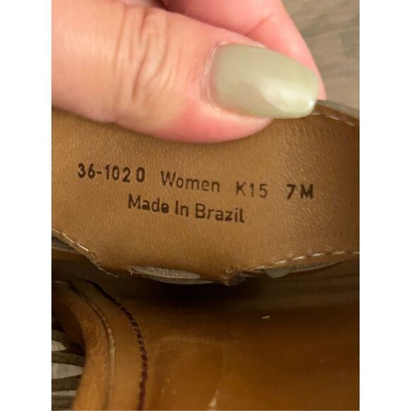 Trask Sandra Sandals sz 7 slip-on metallic gold comfy hand woven strap leather c - Picture 6 of 7